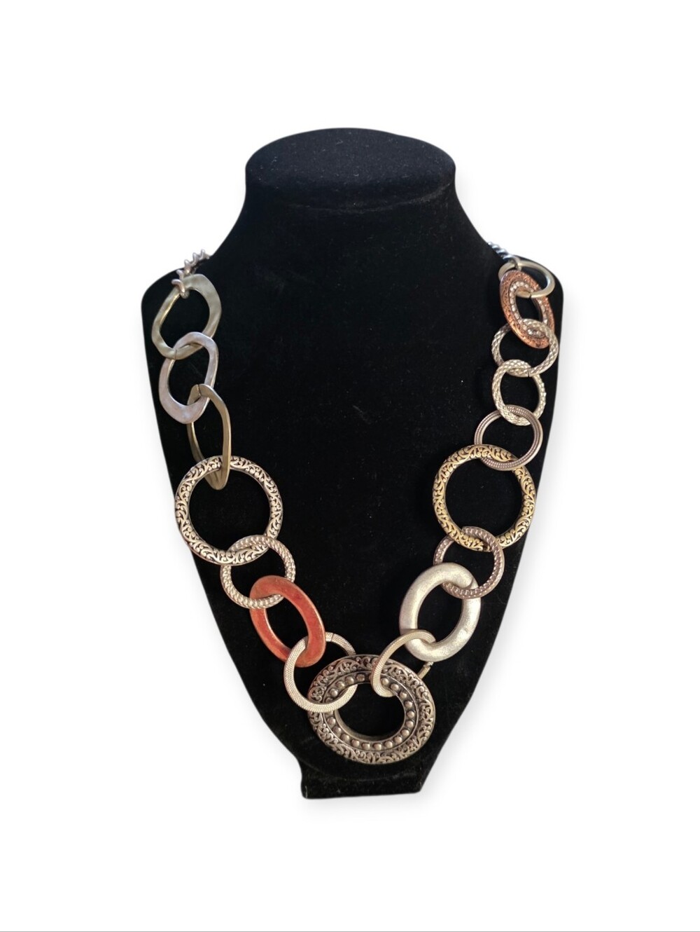 Chico's Mixed Metal Statement Link Necklace 26" + 3" Extender
